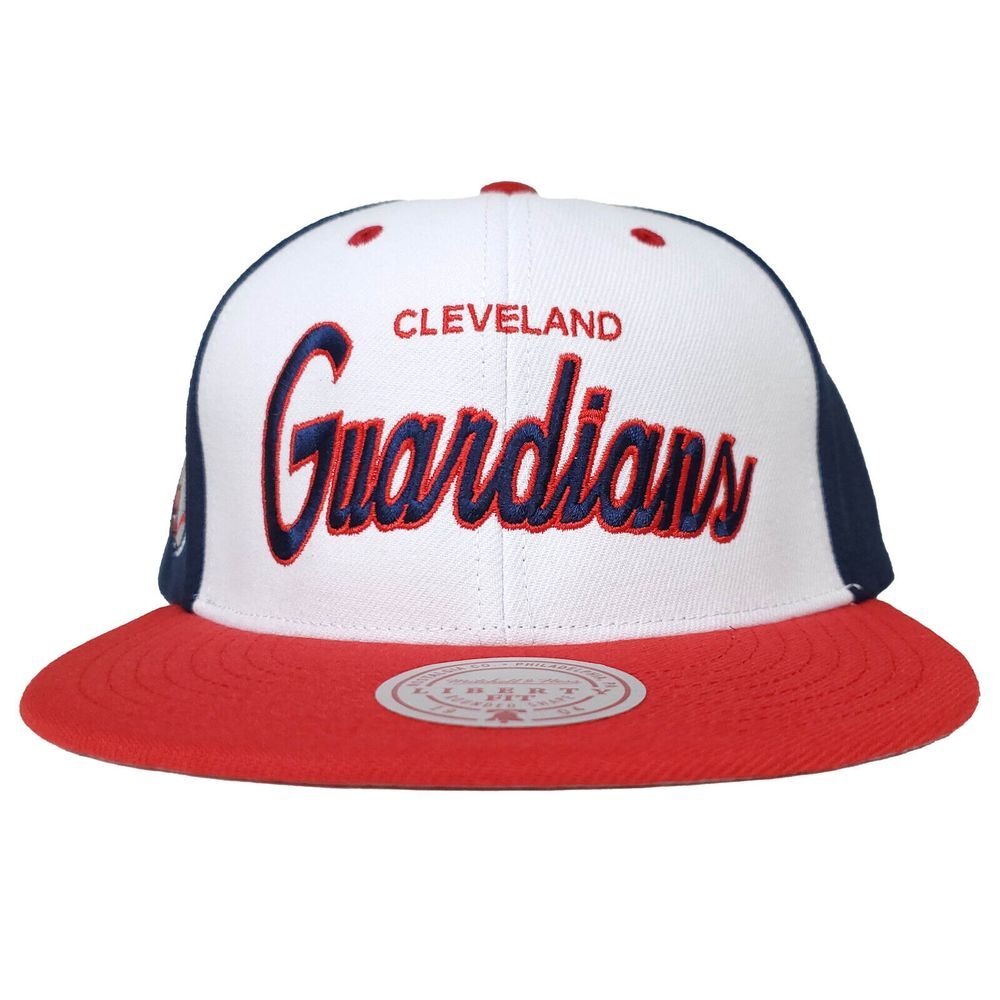 Cleveland‎ Guardians Mitchell & Ness MLB Snapback Hat Cap Script Logo NWT